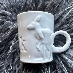 Pottery Barn White Embossed Kangaroo Mug